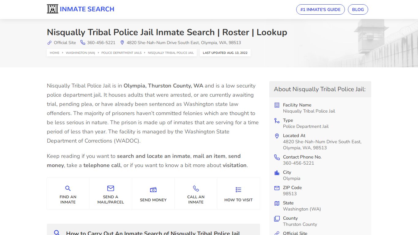 Nisqually Tribal Police Jail Inmate Search | Roster | Lookup