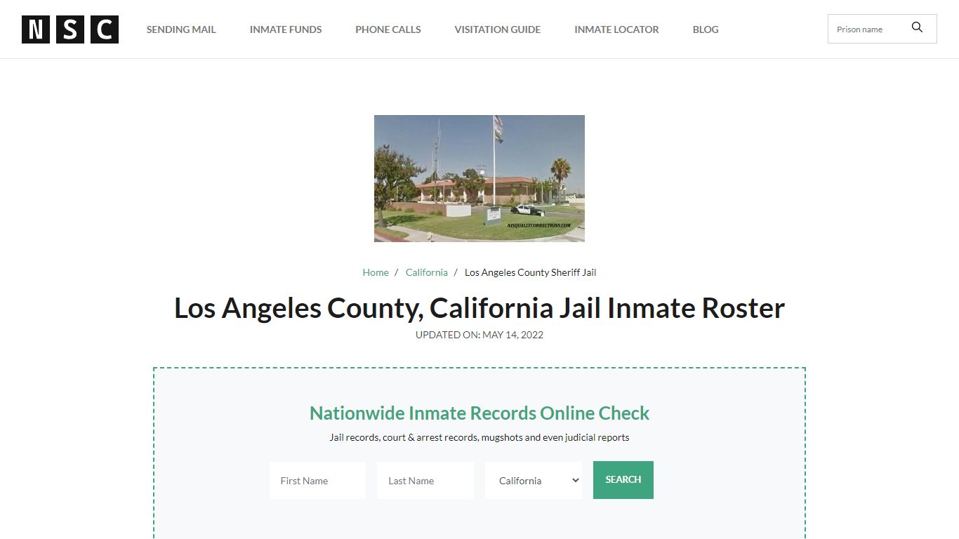Los Angeles County, California Jail Inmate List